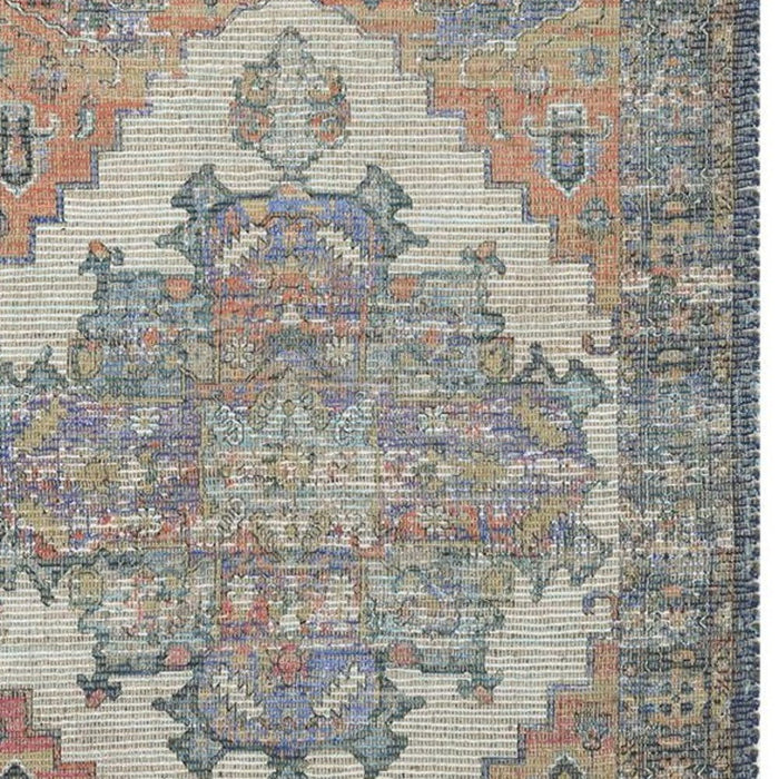 8' x 10' Hand Woven Diamond Medallion Indoor Area Rug - Blue Orange