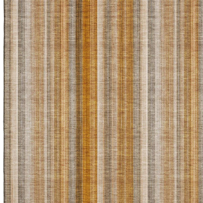 8' X 10' Striped Washable Area Rug With UV Protection (648398) - Rust / Gray