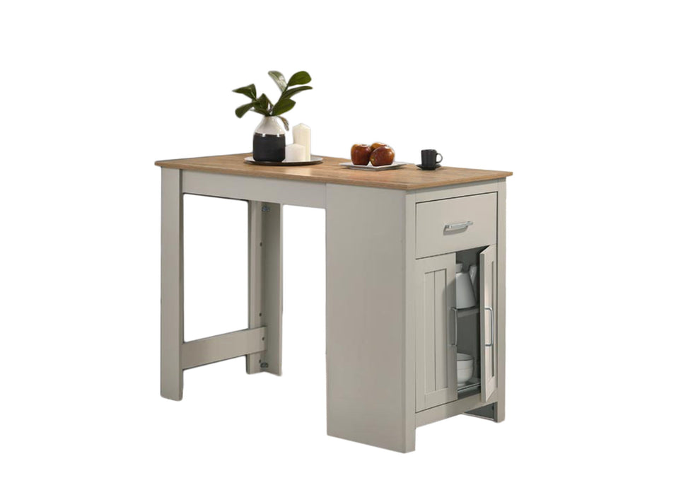Giga Alonzo small space counter height dining table with cabinet, drawer, and two ergonomic stools in a modern 3-piece dining set