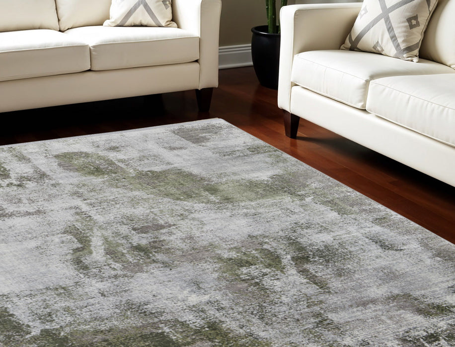 7' X 10' Ikat Power Loom Area Rug With Fringe - Gray