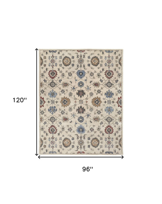 8' x 10' Wool Floral Hand Tufted Area Rug - Beige And Blue