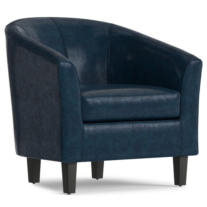 Leather Arm Chair - Blue / Dark Brown