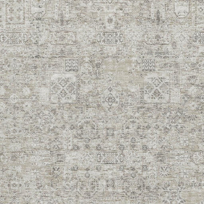 8' X 10' Floral Washable Area Rug With UV Protection (651224) - Taupe / Ivory