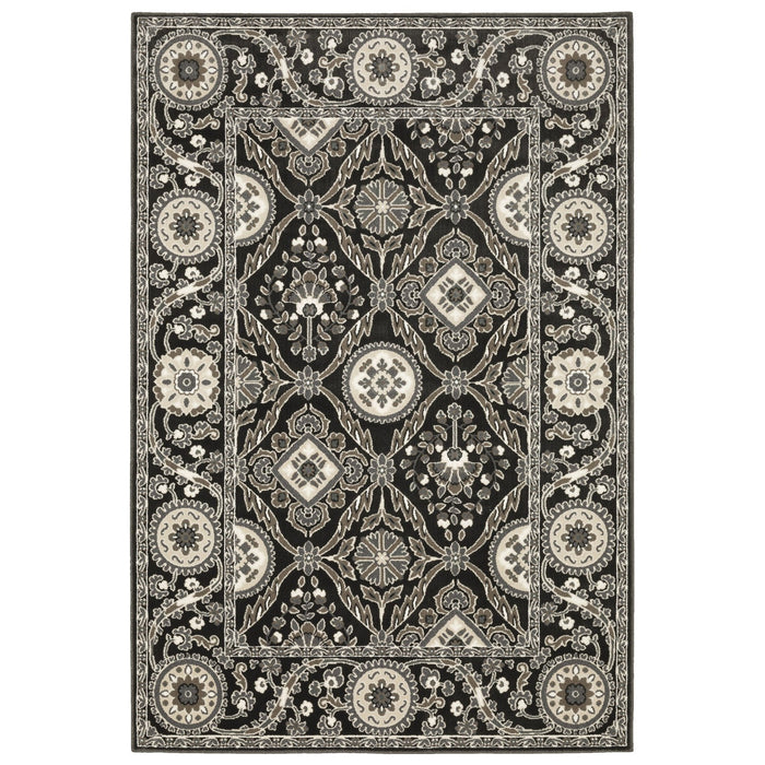 8' X 11' Oriental Area Rug - Charcoal And Gray