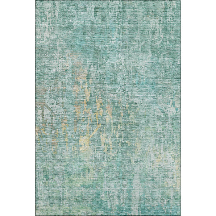 10' X 14' Abstract Washable Area Rug With UV Protection (692286) - Teal / Gold