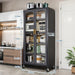 Giga 6-tier display cabinet with transparent doors, adjustable shelves, and wheels for versatile storage and showcase.