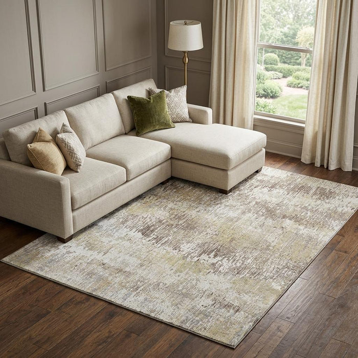 10' X 14' Striped Washable Area Rug With UV Protection (693312) - Ivory / Beige / Brown