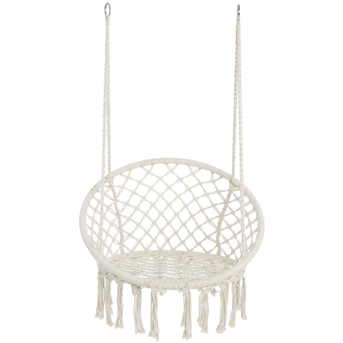 Giga macrame hanging hammock chair with rope swing design, suitable for indoor and outdoor relaxation, featuring woven rope details.