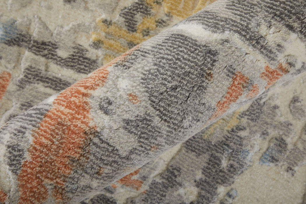 5' X 8' Abstract Hand Woven Area Rug (722110) - Blue / Ivory