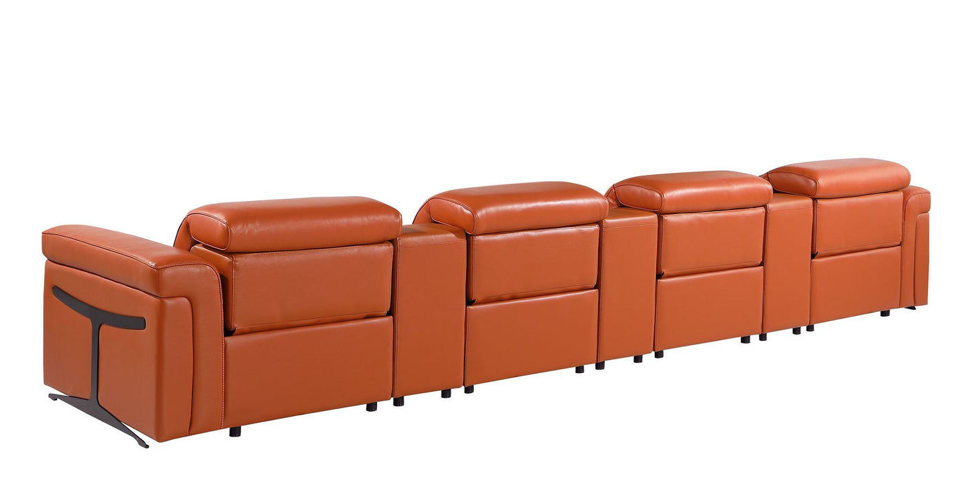 Top Grain Leather Reclining Metal USB Sofa (720374) - Camel
