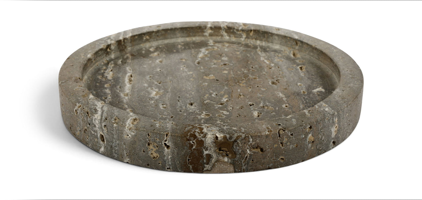 Dimitri Meridian Furniture travertine tray with sleek rectangular design and natural stone finish for elegant serving or decor.