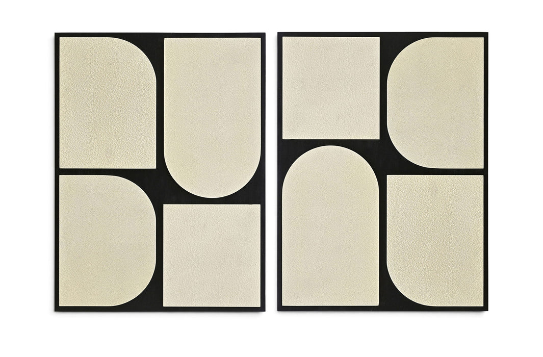 Icon Mango Wood 2-Piece Wall Art by Meridian Furniture, natural mango wood wall decor with modern geometric design.