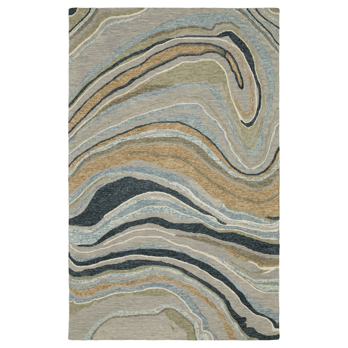 8' X 10' Wool Abstract Hand Tufted Modern Area Rug - Gray And Blue