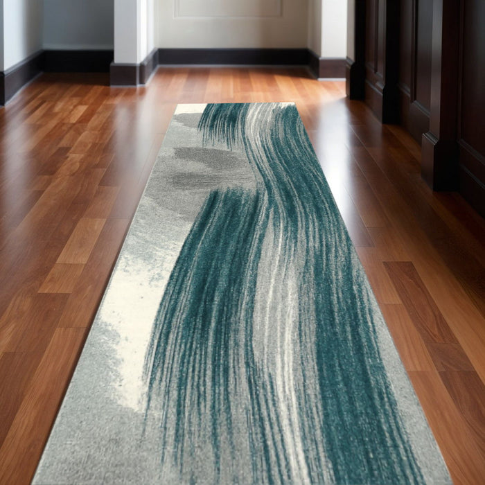 11' Abstract Runner Rug (610261) - Blue / White