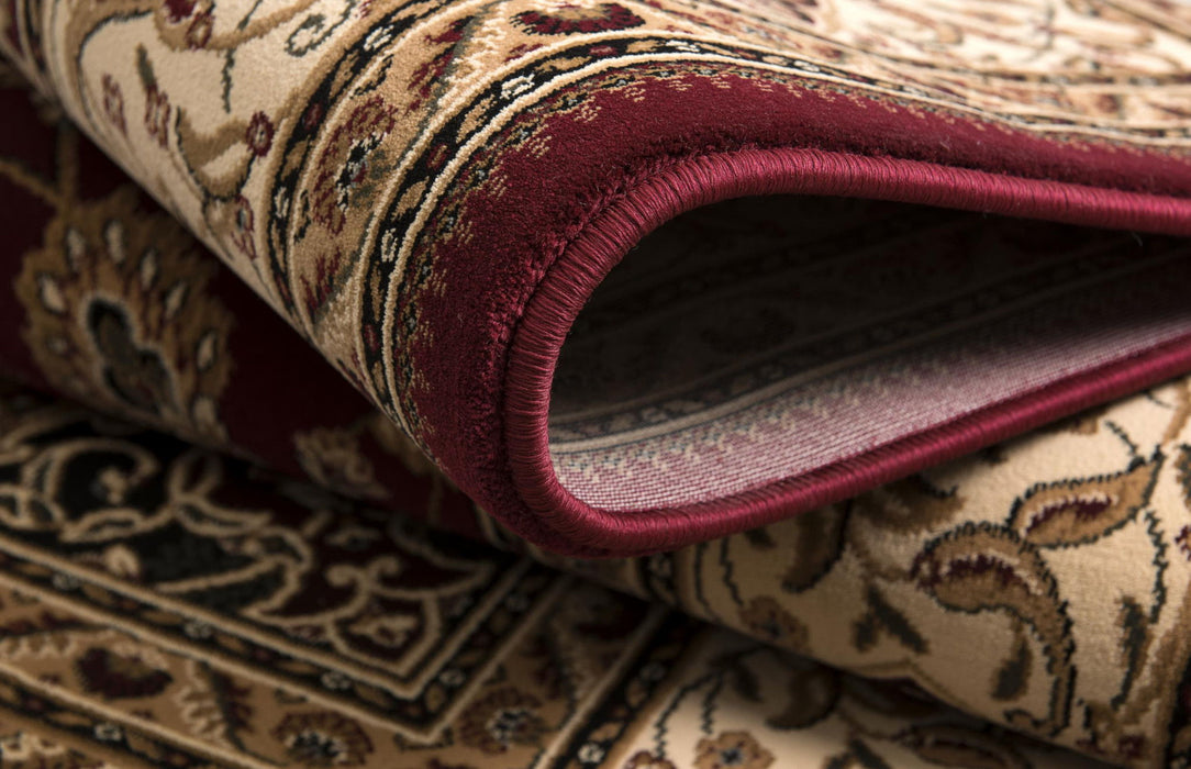 8' x 11' Floral Medallion Power Loom Area Rug - Red And Beige