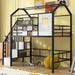 Giga metal loft bed with roof design, storage box, guardrails, and integrated ladder for safe, stylish bedroom sleeping space
