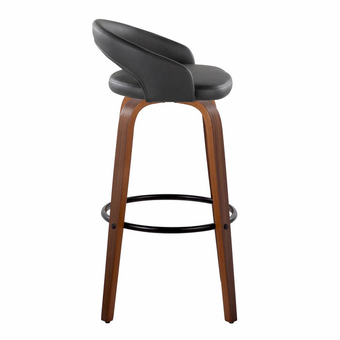 Grotto - Upholstered Fixed-Height Barstool (Set of 2) - Walnut Wood