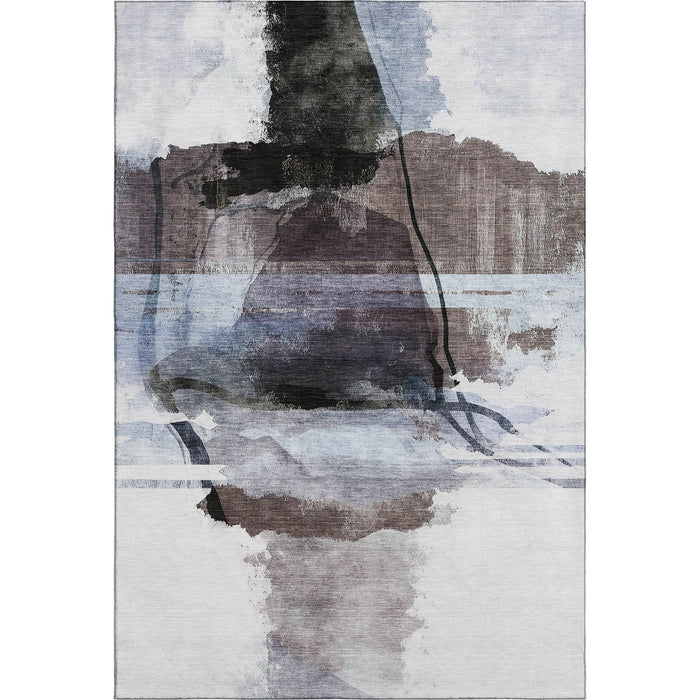 10' X 14' Abstract Washable Area Rug With UV Protection (715375) - Brown / Ivory