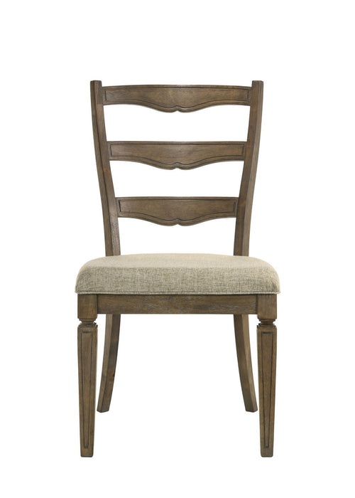 Upholstered Fabric Open Back Dining Side Chairs (Set of 2) - Gray / Oak