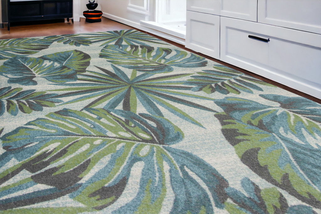 7' x 10' Polypropylene Area Rug - Teal Or Green