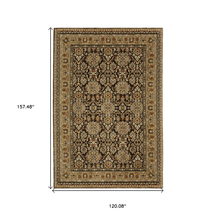 10' X 13' Oriental Area Rug - Brown And Gold