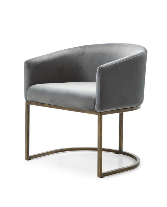 Modern Upholstered Velvet Dining Arm Chair - Gray