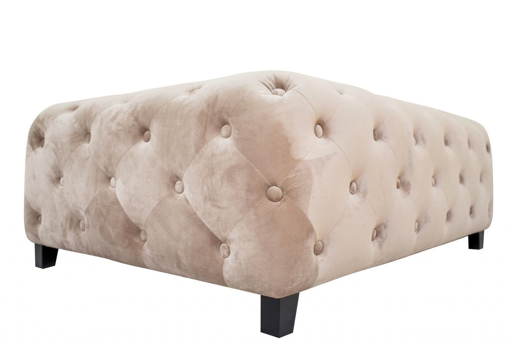 Velvety Modern Square Coffee Table - Beige