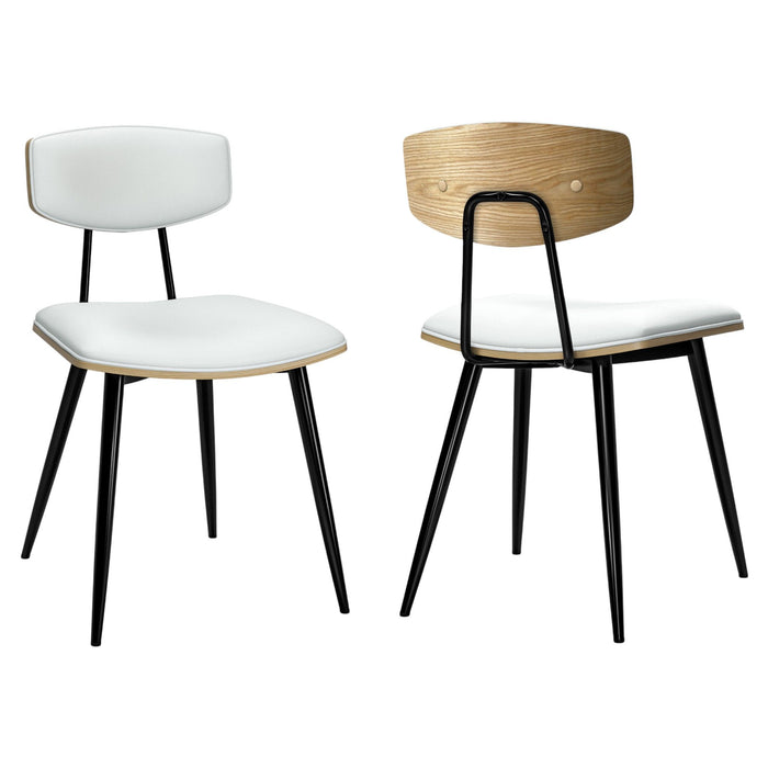 Solid Wood Dining Parsons Chairs (Set of 2) - White / Black