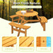 Giga 6-person round outdoor wooden picnic table with built-in benches, suitable for patio, backyard, and garden dining.