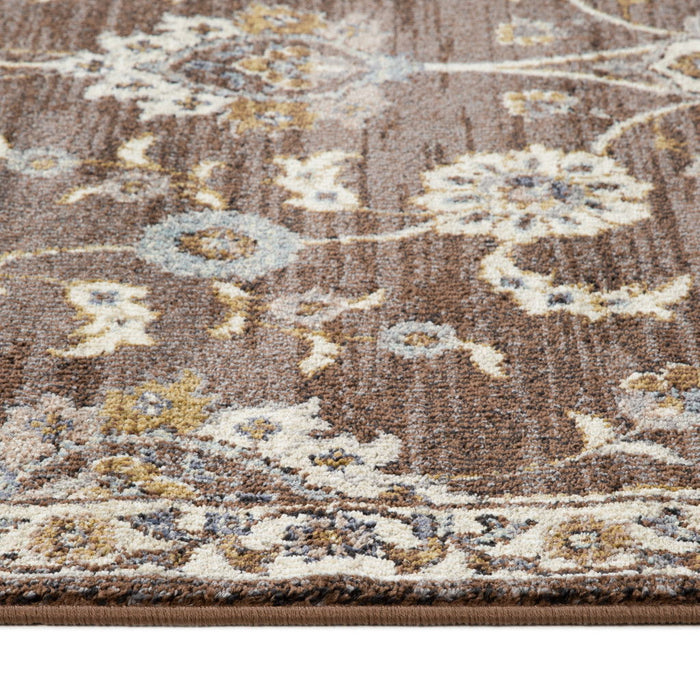 9' x 12' Floral Power Loom Area Rug - Ivory Blue And Brown
