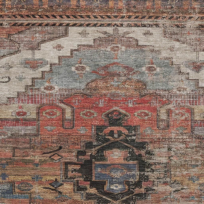 10' X 14' Oriental Washable Area Rug With UV Protection (701045) - Rust / Gray / Beige