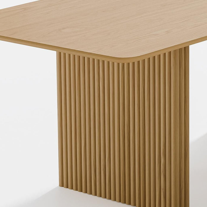 Solid Wood Double Pedestal Base Square Dining Table - Natural