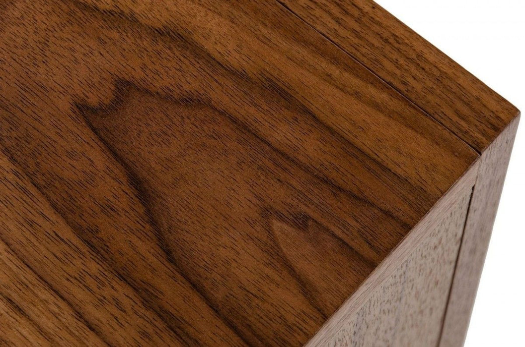 Mid Century Nightstand With One Drawer And One Shelf - Walnut Light Brown