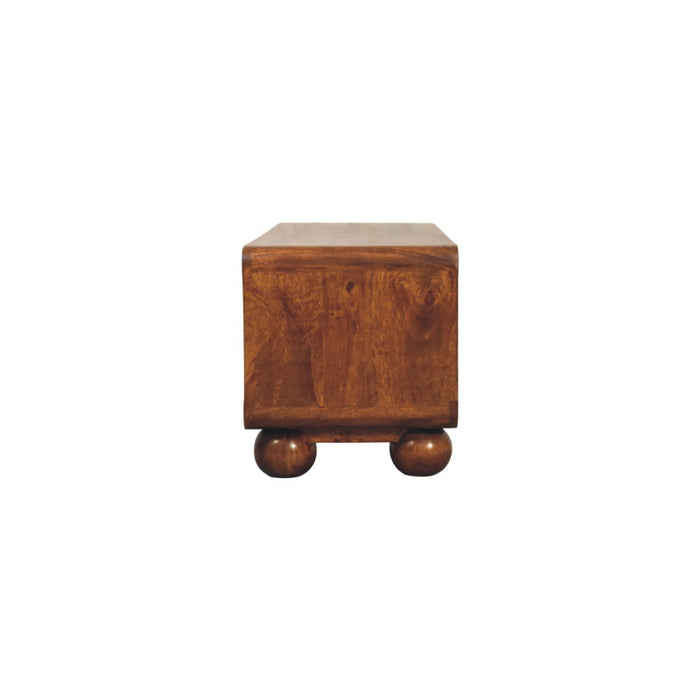 Solid Wood Enclosed Open Storage TV Stand (719197) - Brown