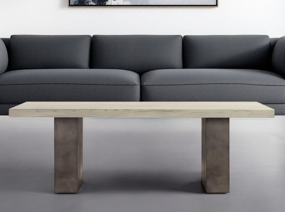 Solid Wood And Concrete Coffee Table - Gray And Dark Gray