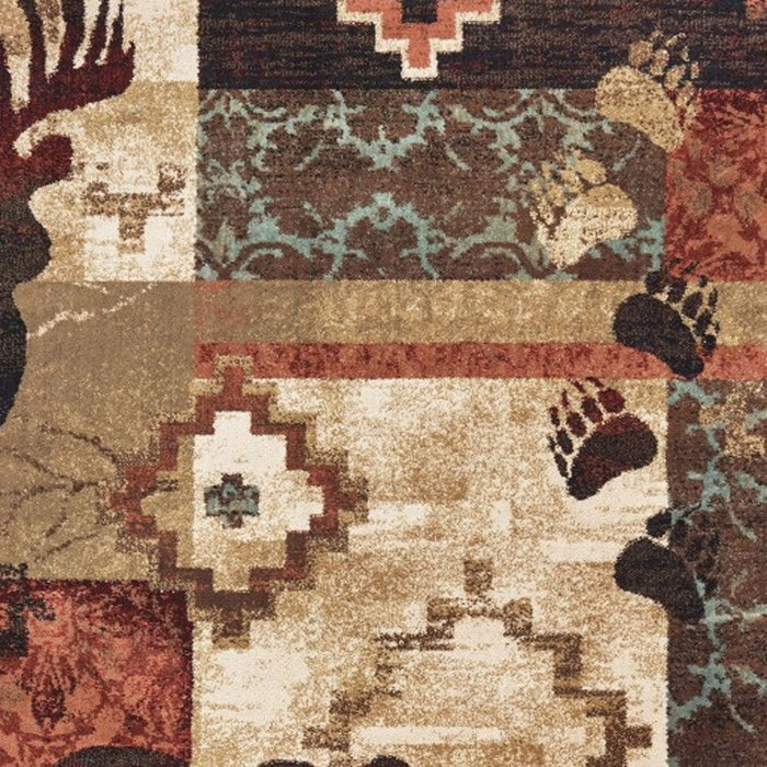 10' x 13' Animal Lodge Area Rug - Rustic Brown