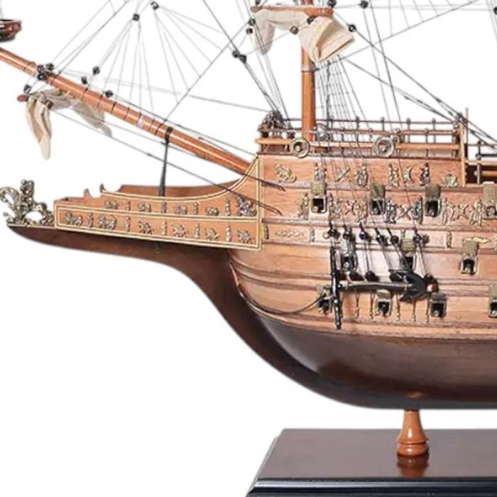 Sovereign of the Seas Hand Painted Boat Sculpture - Brown