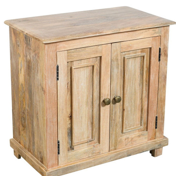 28" Distressed Solid Wood Nightstand With Storage - Natural