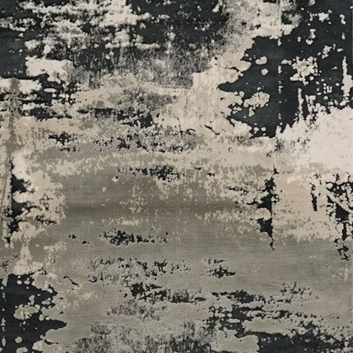 10' x 13' Machine Woven Abstract Paint Splatter Indoor Area Rug - Silver Charcoal