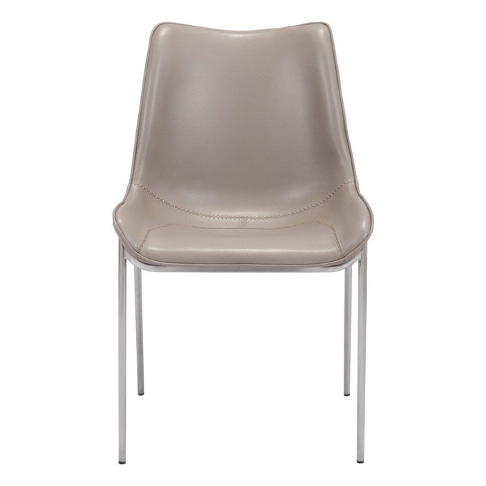 Stitch Upholstered Faux Leather Dining Side Chairs (Set of 2) - Gray
