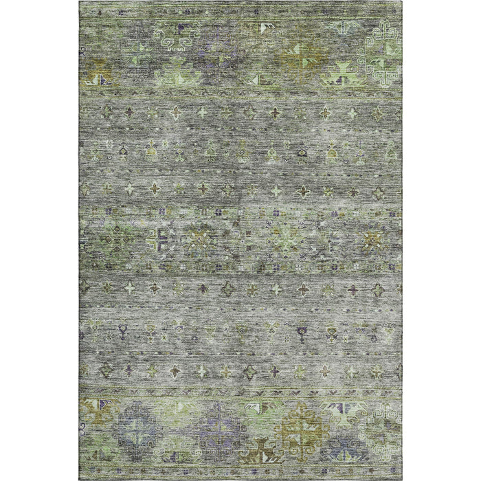 10' X 14' Tribal Washable Area Rug With UV Protection (688552) - Sage / Silver / Purple