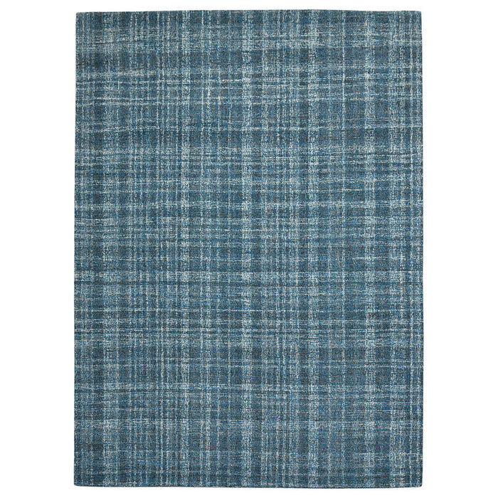 9' X 12' Wool Plaid Hand Tufted Area Rug - Turquoise