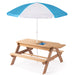 Giga 3-in-1 kids outdoor wooden picnic table with umbrella, convertible sand and water table for children, ASTM and CPSIA certified