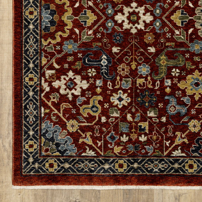 10' x 13' Oriental Power Loom Area Rug With Fringe - Blue And Red