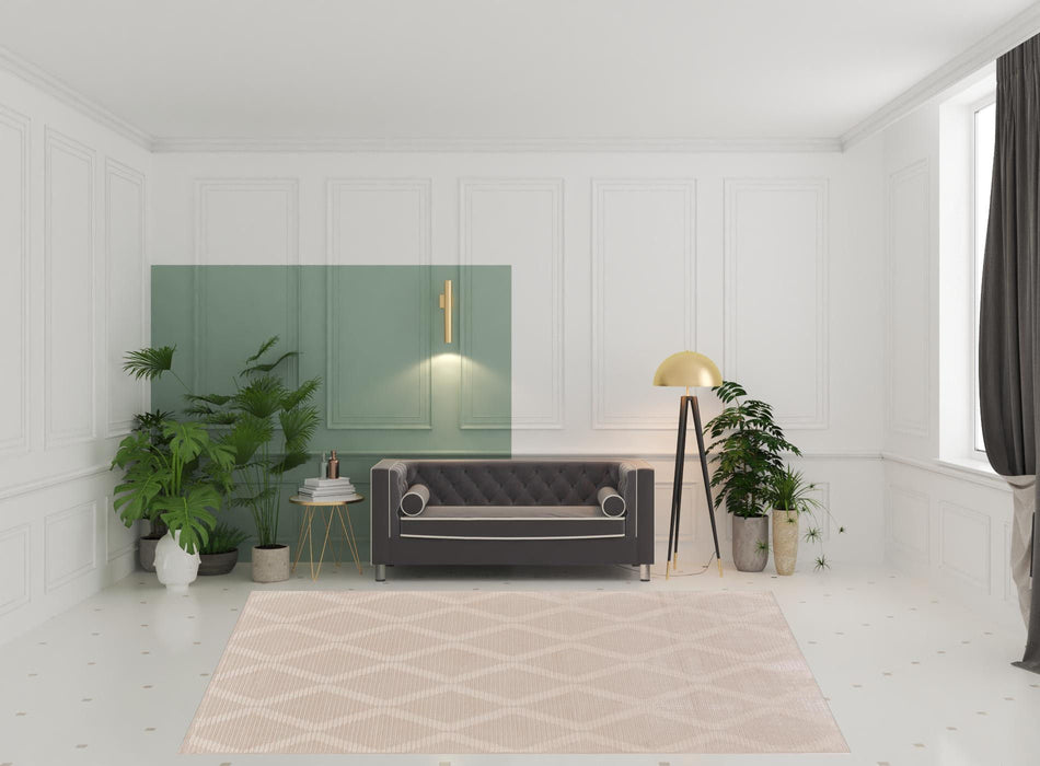 8' x 11' Geometric Stain Resistant Area Rug - Ivory And Tan