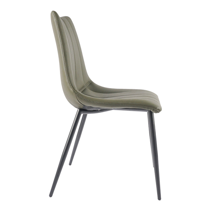 Upholstered Faux Leather Dining Side Chairs (Set of 2) - Dark Green