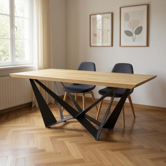 79" Wood And Metal Trestle Base Dining Table - Yellow