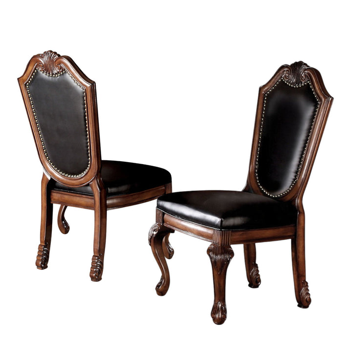Redwood Upholstered Faux Leather Solid Wood Dining Side Chairs (Set of 2) - Black