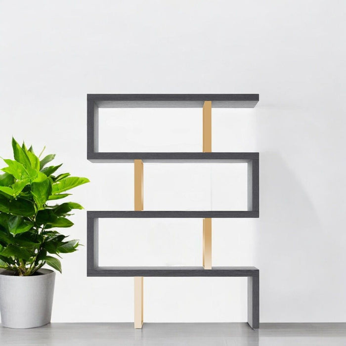 And Four Tier Bookcase - Gold / Gray