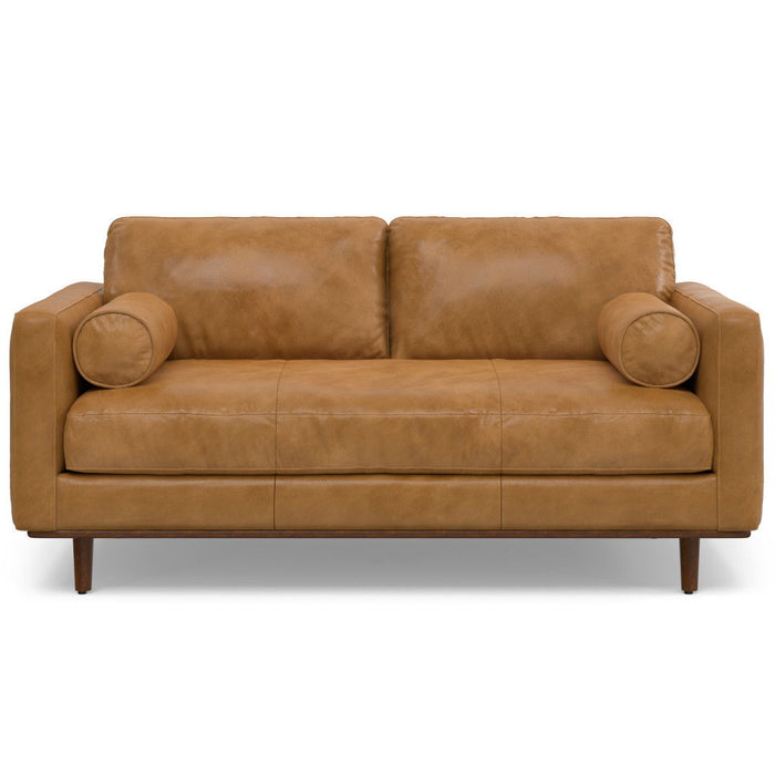 72" Sienna Leather Sofa With Brown Legs - Brown